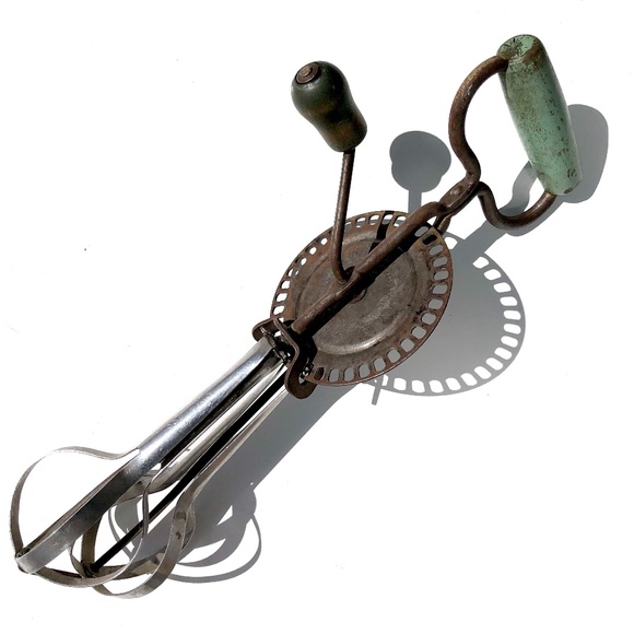 Vintage Edlund Hand Mixer Egg Beater Green Wood Handle Stainless Made in USA - Picture 3 of 8